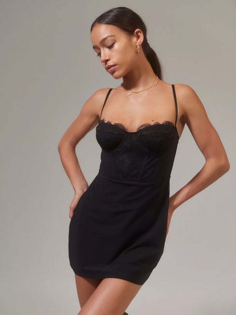 Urban Outfitters Lace‑Trim Mini Dress – Size S | Y2K Night‑Out |Gothic